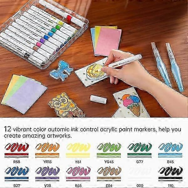 3D Magic Puffy Paint Konstkit med Skumtextur, 10 Canvaspapper & 12 Markörer, DIY Bubble Popcorn Ritset Rectangle