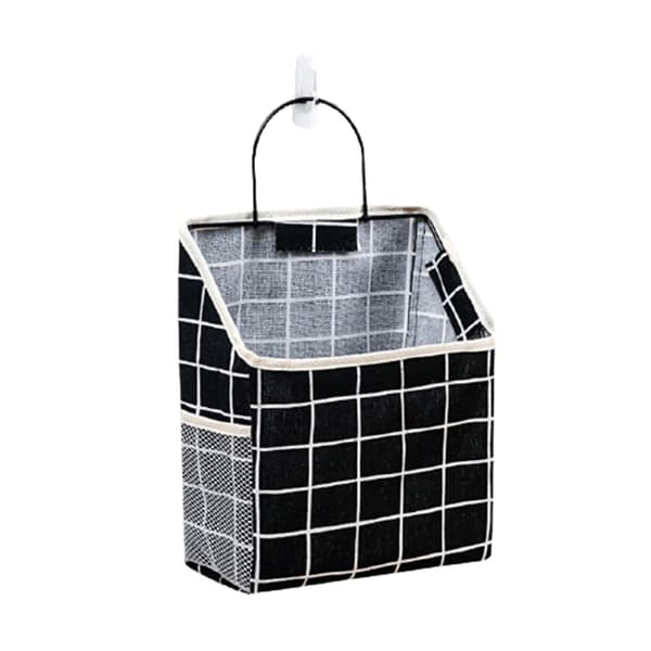 Vägghängande Organizer Väggförvaring Canvas Korg med Sidoficka i Mesh Dekorativ Organizer