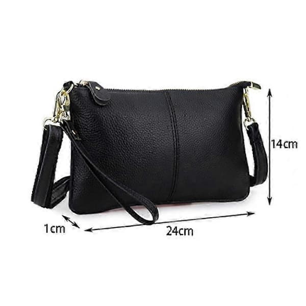 Liten Crossbody-väska för kvinnor Läderplånböcker Axelväskor Handledsväska Clutch Handväskor Black