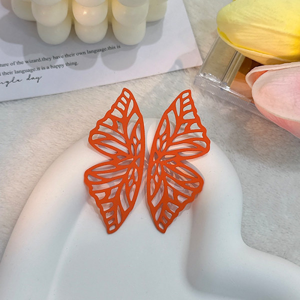 Kvinders øreringe pige stud øre Drop farverige Hul Stor Butterfly Vedhæng Enkel Kreativ Angel Wing Orange