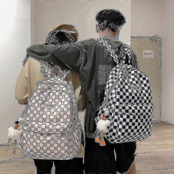 Ternet Plaid Rygsæk Skole Mænd Og Kvinder