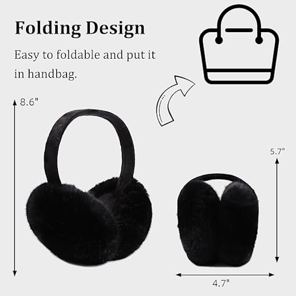 Naisten talvikorvaläpät Tekoturkis Lämpimät korvaläpät Lady Girls Plush Korvalämmittimet Ulkona Korvasuojat Pääpanta musta
