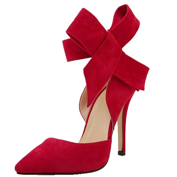 Damskor Sandaler Klackar Mode Sida Rosett Design Spetsig Tå Stiletto för Kvinnor Red 41
