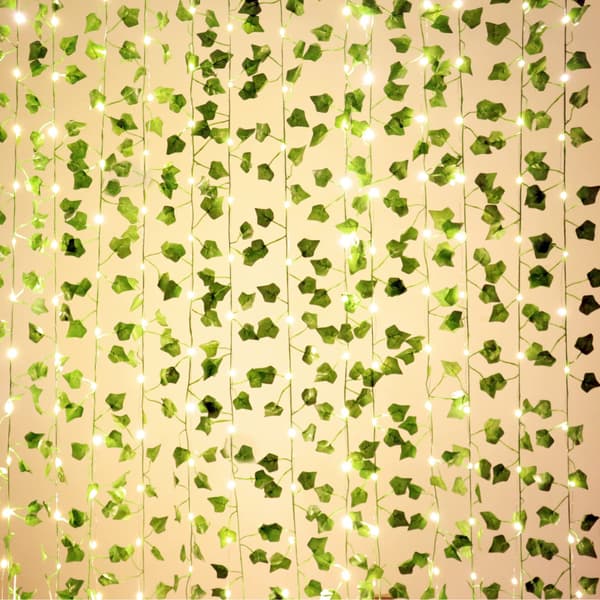 12-pack Artificial Ivy Leaf Garland with 100 LED String Lights