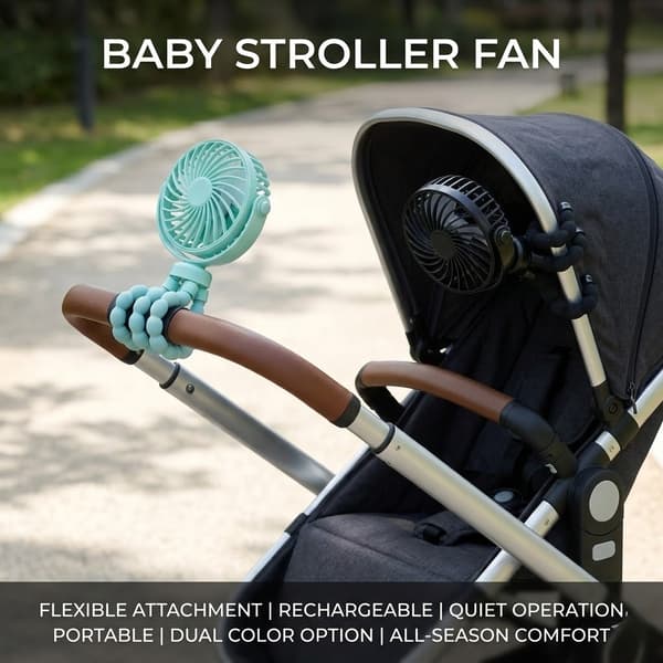 Bærbar fleksibel stativvognsventilator, USB genopladelig mini-blæksprutteventilator, ultra-stille, velegnet til bilsæder og rejser.