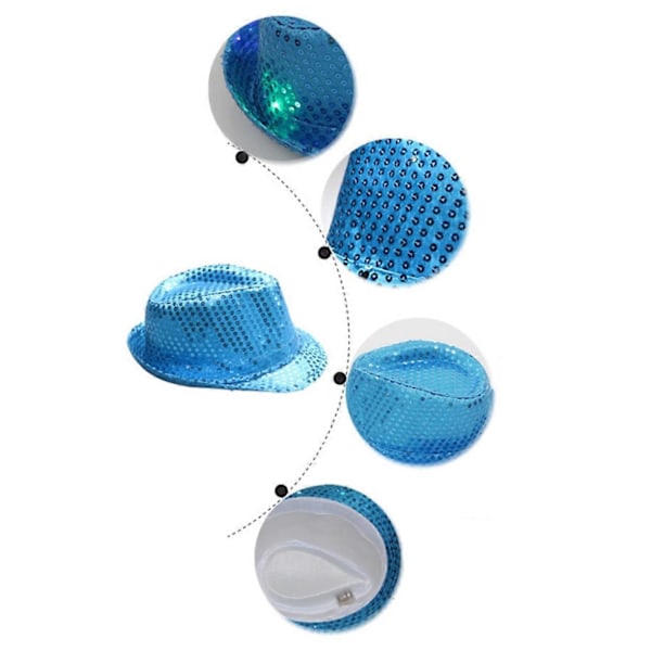 Vuxen 9-färgad LED-lampa paljetter Prestanda Jazzhatt (Lila) 1 stycken