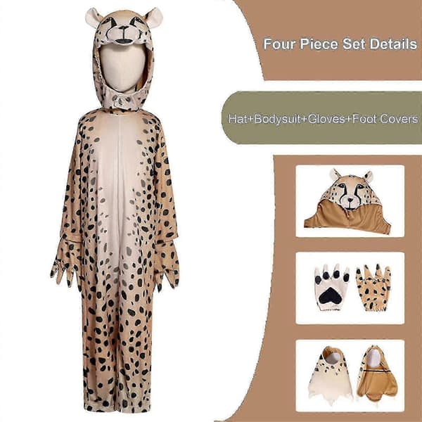 Barn S-xl Gepard Leopard Katt Djur Tryck Halloween Kostym Bodysuit Jumpsuit