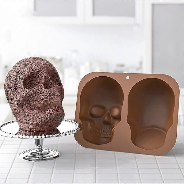Halloween Silikone Kranie Isterning Chokoladeform (brun) 1 Stykke