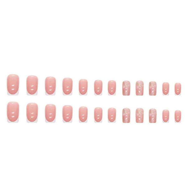 24 stk. Pink Press on Nails Falske Negle Firkantede Blanke Medium Gorgeous Falske Negle Tips Kunstige Finger Manicure til Kvinder og Piger