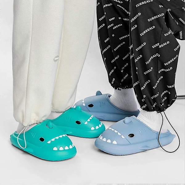 Vinterhaj Sutsko Hajesko Herre Og Dame Memory Foam Sød Tegneserie Plysset Fluffy Varmt Forede Sutsko Green 40-41