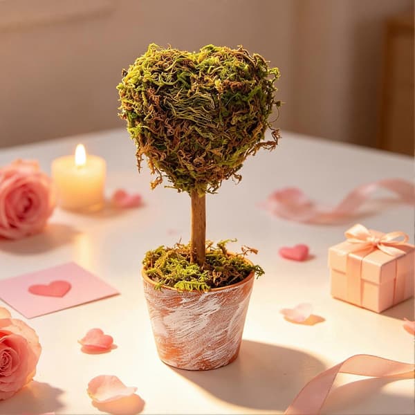 Kunstig mos juletræ – mini potteplante til skrivebord og hylde julepynt