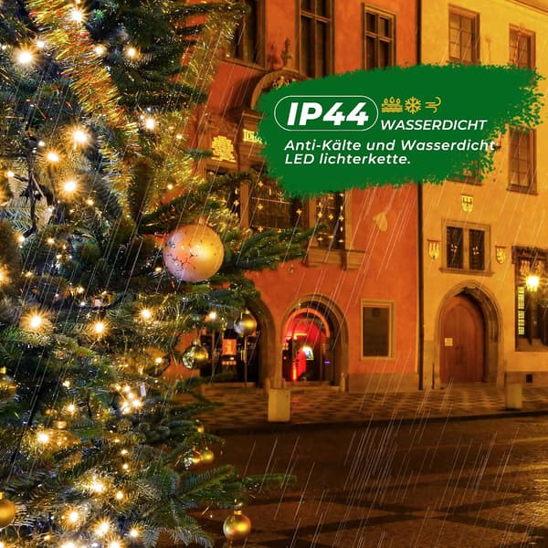 Outdoor LED String Lights, 50m, 400 LED Lights, Christmas Tree Lighting, 8 Modes, for Indoor Use, with Timer and Memory Function, for Christmas, Pair