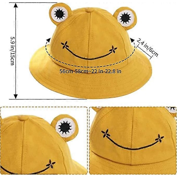 Damfiskehatt Groda Sol Unisex Hink Vikbar Utomhus Sommar för Camping Vandring Fiskegul