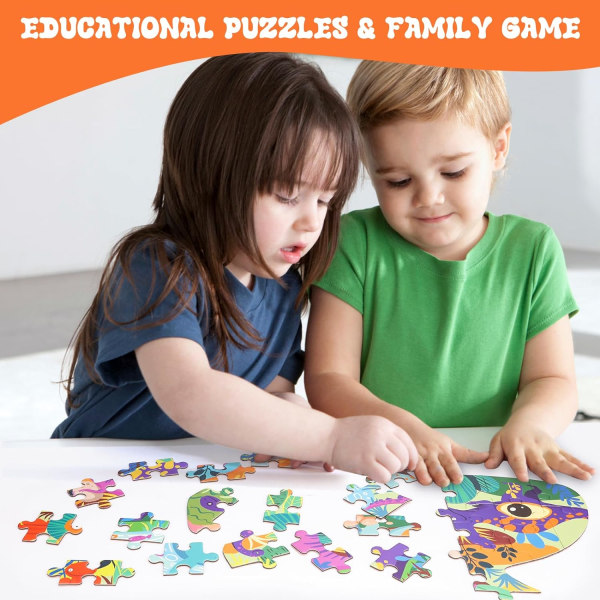 105-bitars Dinosaur World Jigsaw Puzzle för barn 3-10, Stegosaurusformade pussel Förskolelärande Pedagogiska leksaker för barn (23,5 x 14,8 tum)