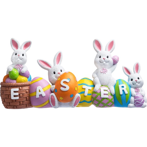 Påskhareägg med ordet påskharts mittdekor 4 kaniner Kanin och ägg bordsskiva för påsk Hem och kontor Påskdekoration