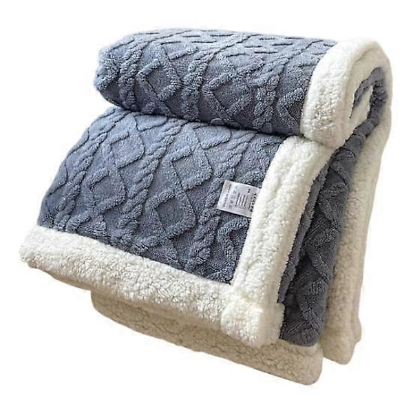 Vinterfortykket pledd, dobbeltsidig lo, plysj, tolags 3D-jacquard, ensfarget, kontorlur, sovesal, hjemmeseng, sofa, reise, koselig, varmt pledd yellow 1x0.7m