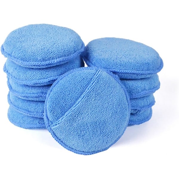 Microfiber Wax Applicator, AutoCare Ultra-Soft Applicator Pads with Finger Pocket Wax Applicator for Cars Wax Applicator Foam Sponge(Blue,Pack of 10)