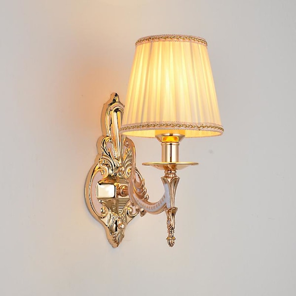 Retro vägglampa i tyg, antik koppar och järn vägglampa, vardagsrum sänglampa, hotell lounge och restaurang