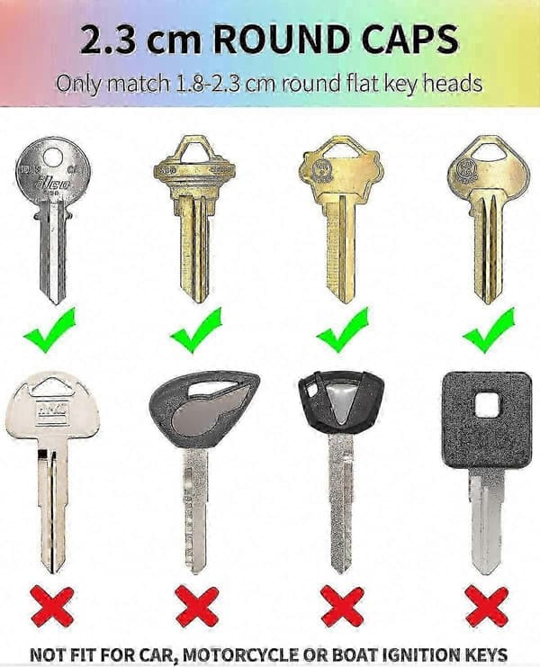 32 STK 3,2 cm store nøglehætter til tynde flade nøgler - 8 farver, stil 2