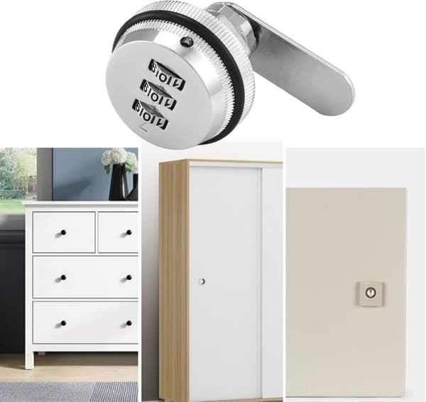 Combination Cam Lock Security Lock - A Set of 2 Coded Locks for Securing Cabinets, Drawers, Mailboxes, Doors, and Furniture.