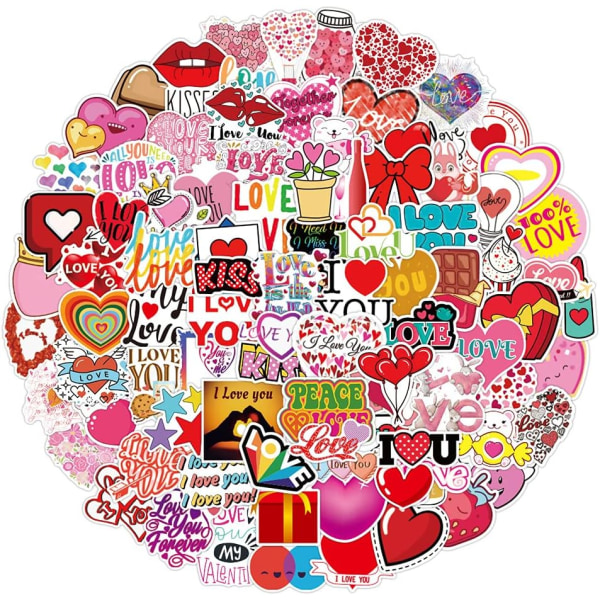 100 st söta kärleksklistermärken för barn Vattentäta vinylklistermärken för hydroflask, telefon, skateboard, laptop Estetiska klistermärken för flickor och tonåringar