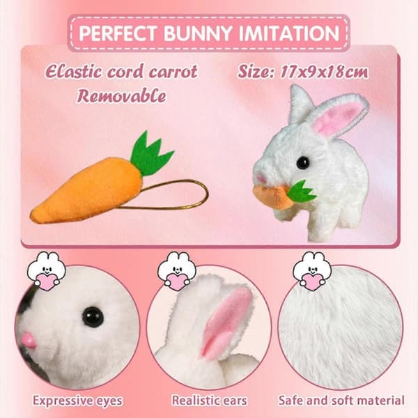 Electronic Rabbit Plush Animated Interaction Gift Electronic Pet Toy for Gift-Perfect White