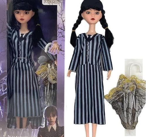 Bløde dukker Onsdag Addams til ba Long Sleeve Stripe
