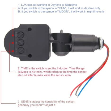 AC 85V-220V Infrared PIR Motion Detector Switch for Charging Lamp