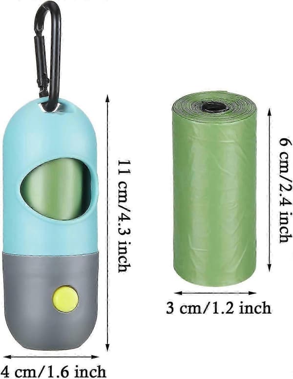 2 LED-holdere til hundeposer med lommelygter og poser