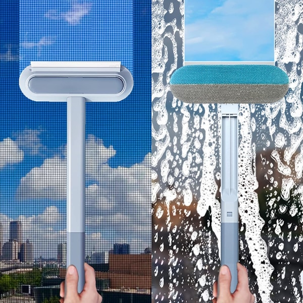 Extendable Window Squeegee, 4 in 1 Window Squeegee Cleaner with Extendable Handle, Professional Window Squeegee with Microfiber Brush