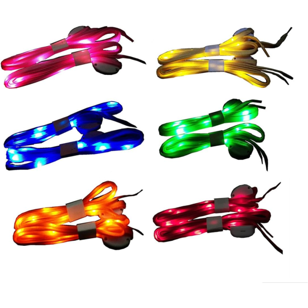 6 par nylon LED skosnören lyser upp skosnören med 3 lägen i 6 färger för festfavoriter Hiphop Dans Cykling Vandring Skridskoåkning
