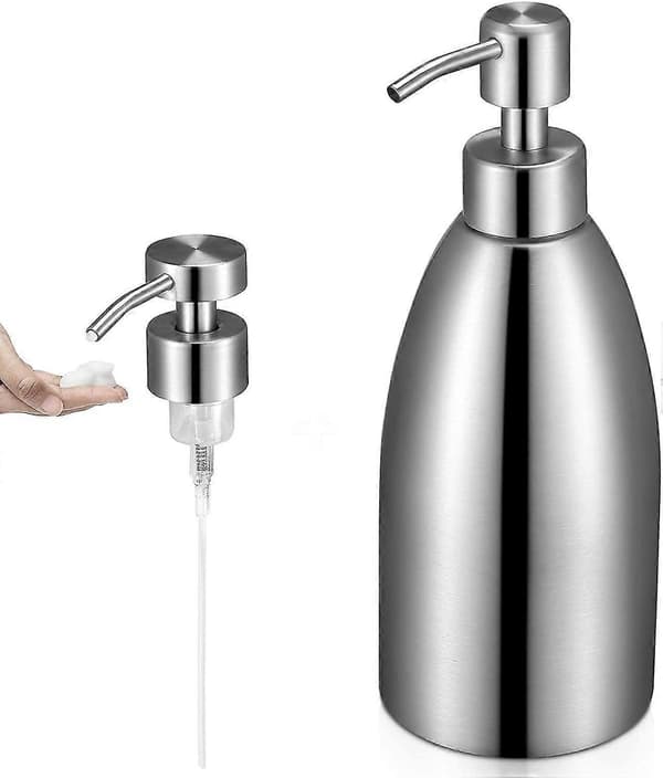 500 ml flydende sæbedispenser lotiondispenser med skumdyse sæbedispenser i 304 rustfrit stål sæbedispenser shampoo badeværelse køkken sølv