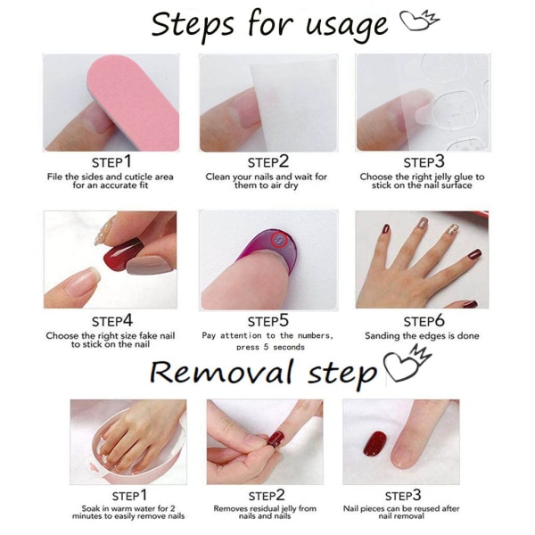 Andy's Orchids 24 stk. Ombre Kunstige Falske Negle, Sommerfugl Ballet Kiste Falske Negle Bære Langt Afsnit Manicure Patch Tryk På Falske Negle Kunst Tips