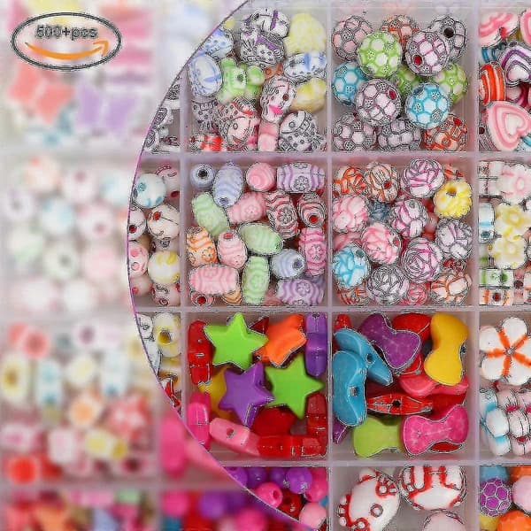 550 stykker DIY armbånd perlesæt børneperlehalskæde til smykkefremstillingssæt børneperlelegetøj