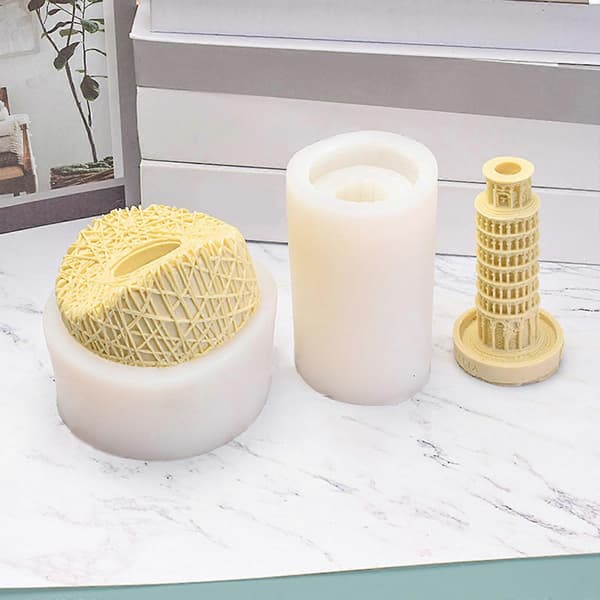 Stearinlysform Epoxyharpiks Silikonform Skjeve-tårnet-i-Pisa Design Enkel å avforme for DIY Stearinlys Gips Kunstpynt