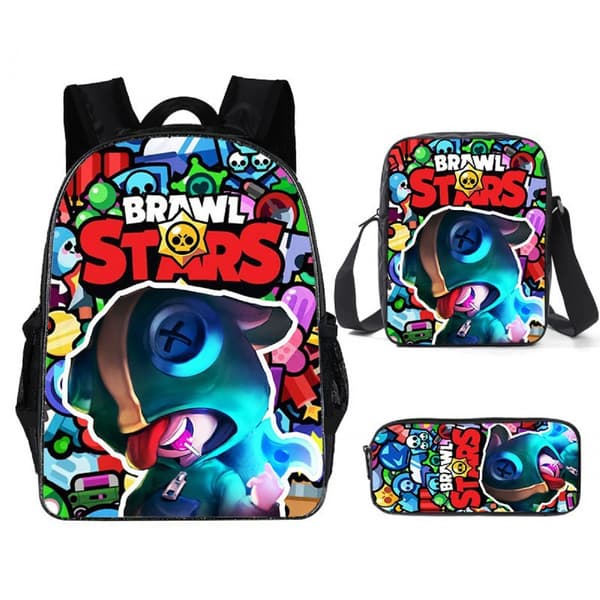 2026 Brawl Stars Backpack 3-piece set 17-inch Game Backpack + Shoulder Bag + Pencil Case (J) 28