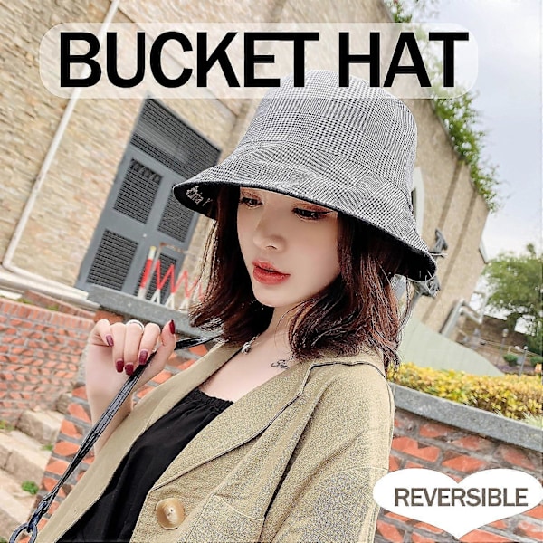 Fiskarehatt Kvinna Bomull Solhatt Vändbar Bucket Hat Strand Solhatt Gul yellow