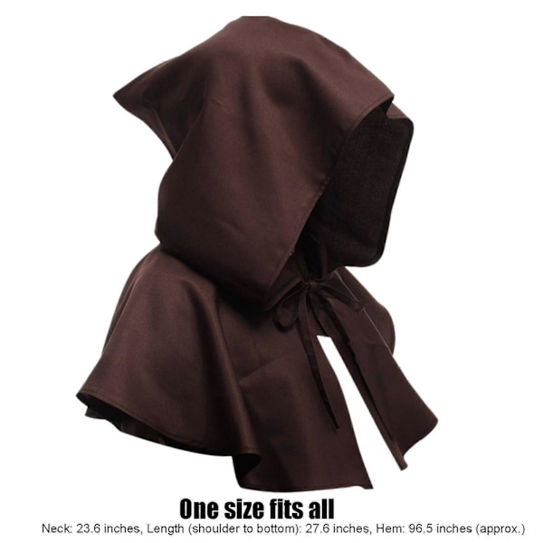 Middelalderlig Cowl Hat Halloween Cosplay Hætteklædt Cape Unisex Middelalderlig Cape Hat Hvid, 100% Ny vit