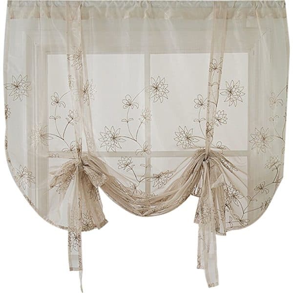 Polyestergardiner med blomstermønster, korte og draperte for hjemmeinnredning