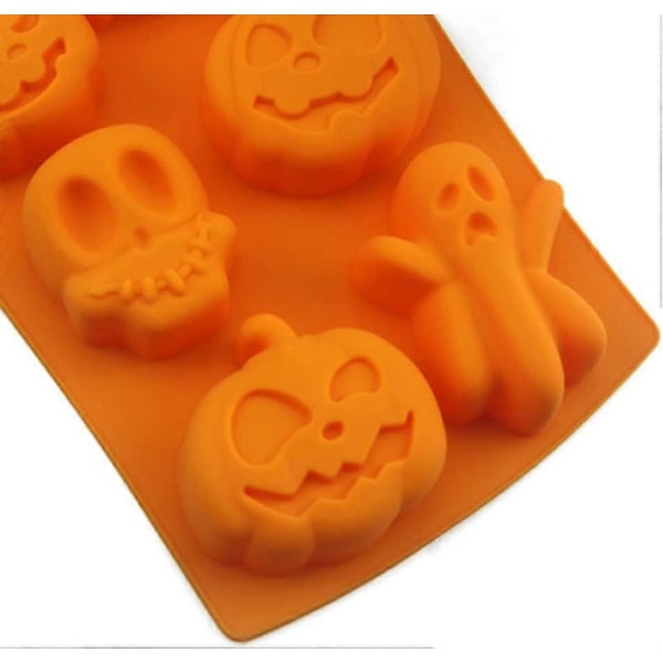 6-lokeroinen Halloween-karkki-jääpalamuotti, aave, kurpitsa, leivontamuotti