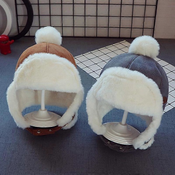 Baby Dreng Ushanka Øreklap Vinter Trooper Hue Unisex Børn Trapper Hat, Brun