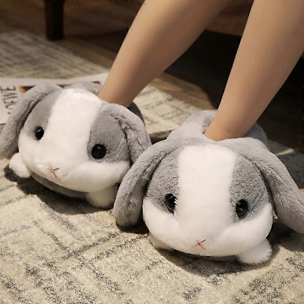 Kanin / Hamster / Hundformade Plyschtofflor Kreativ Inpackning Fuzzy Varma Fodrade Vinterdrag Skor för Vuxna Inomhus 35-41CM Ny Gul hamster