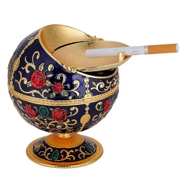 Bärbar Mini Askkopp Metall Rund Boll Stämplat Mönster Presentdekoration (#03)