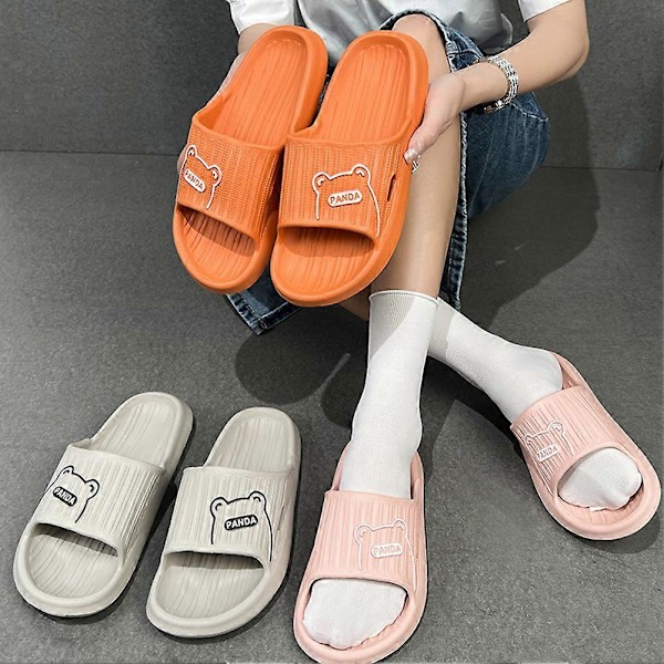 Enkla Mjuka Sulor Tofflor Halksäkra Öppna Tå EVA Duschsandaler för Sommar Creamy-white 38-39