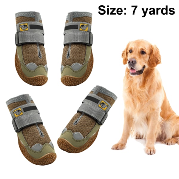 Dog Boots Waterproof For Dog With Reflective Velcro Rugged Anti-Slip Sole And Skid-Proof Outdoor Paw Wear-Yellow 7