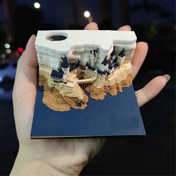 Castle 3D Notesblok 2024 Kalender Memoblok Noter Ornamenter Slot Notepapir Papirvarer Tilbehør