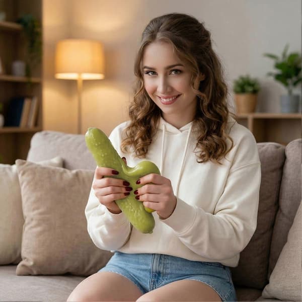 Pickle Squeeze Toy – Långsamt stigande gurkform – för ångest och dekompression Gul