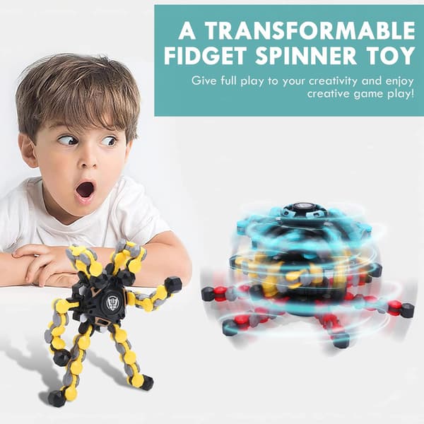 Transformable Sensory Fidget Spinner Toy, Fun DIY Spinning Top Hand Finger Spinner Creative yelloow