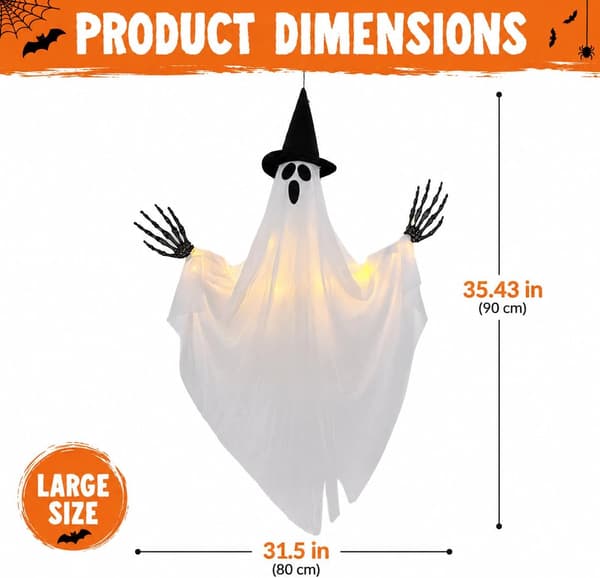 LED Halloween-dekorationer utomhus inomhus - 80 x 90 cm