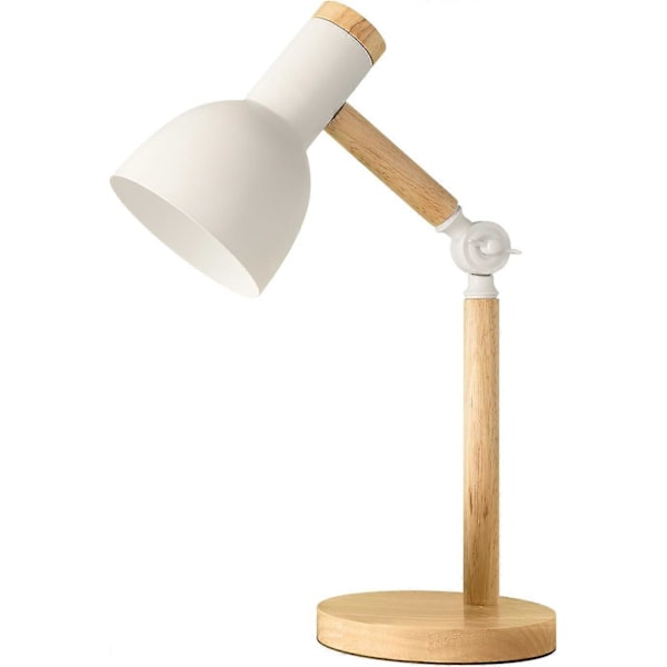 Bordlampe, Justerbar Bordlampe i Tre, Skrivebordslampe for Barn til Soverom, Stue, E27 Sokkel Leselampe Med lyspære